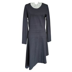 Staci Snider Black Long Sleeve Assymetrical Knit Dress M